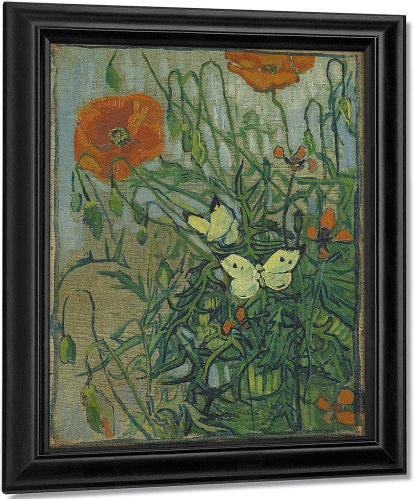 Butterflies And Poppies By Vincent Van Gogh Fine Art Print