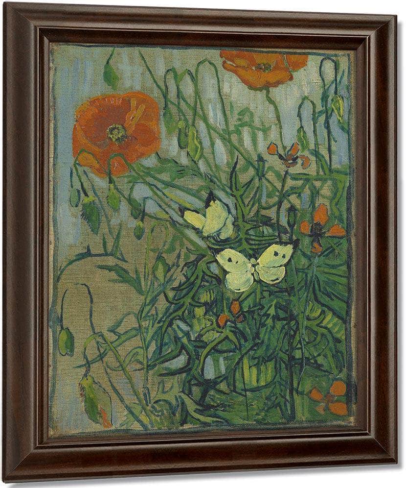 Butterflies And Poppies By Vincent Van Gogh Fine Art Print