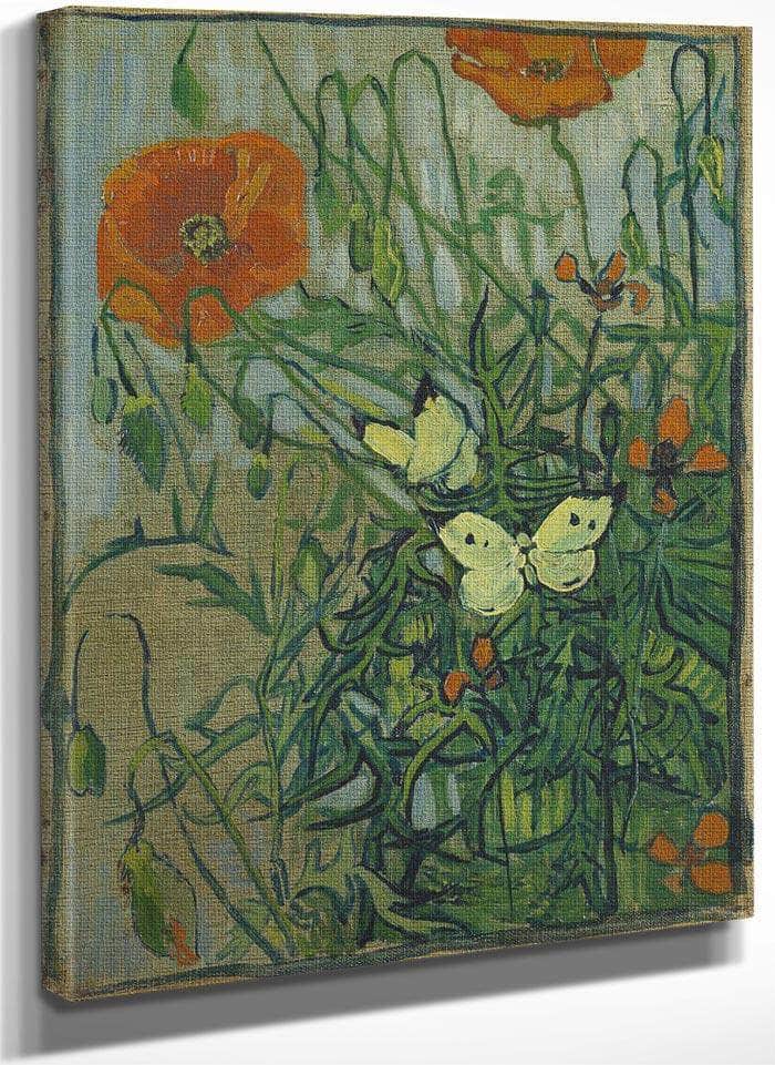 Butterflies And Poppies By Vincent Van Gogh Fine Art Print