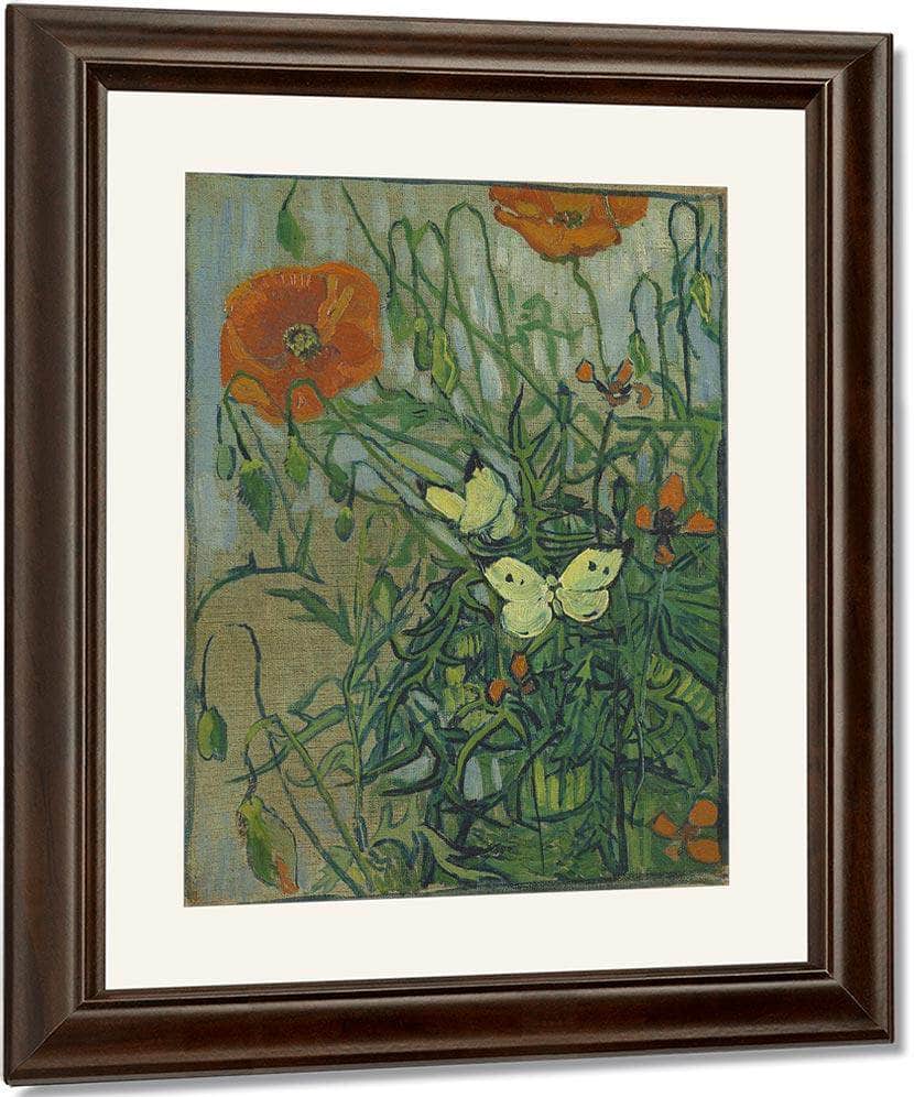 Butterflies And Poppies By Vincent Van Gogh Fine Art Print