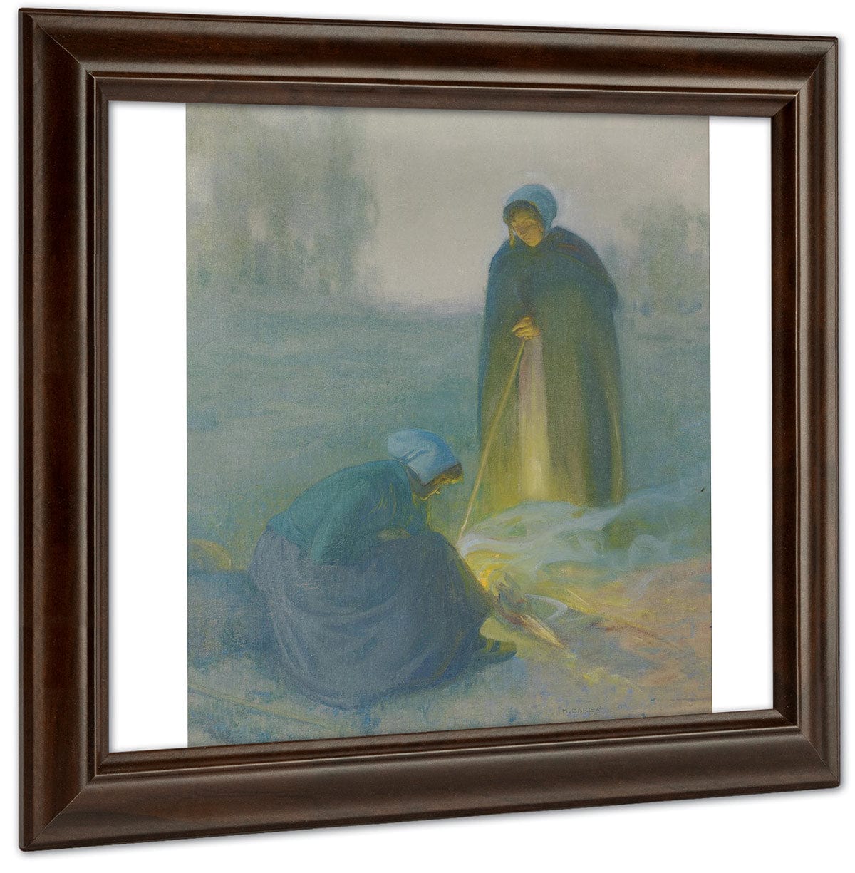 By The Fire By Myron G Barlow Fine Art Print