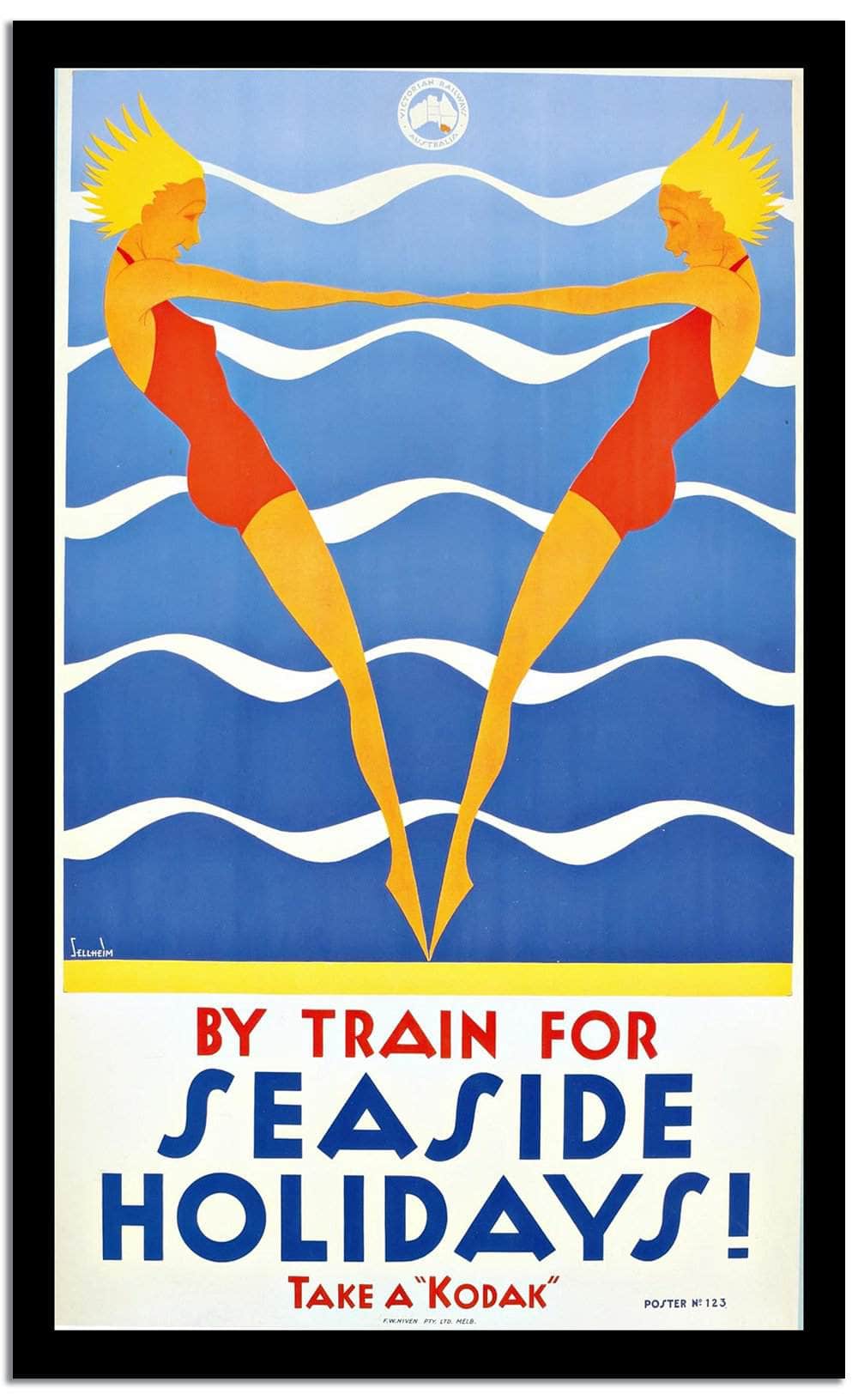 By Train For  Vintage Poster Fine Art Print