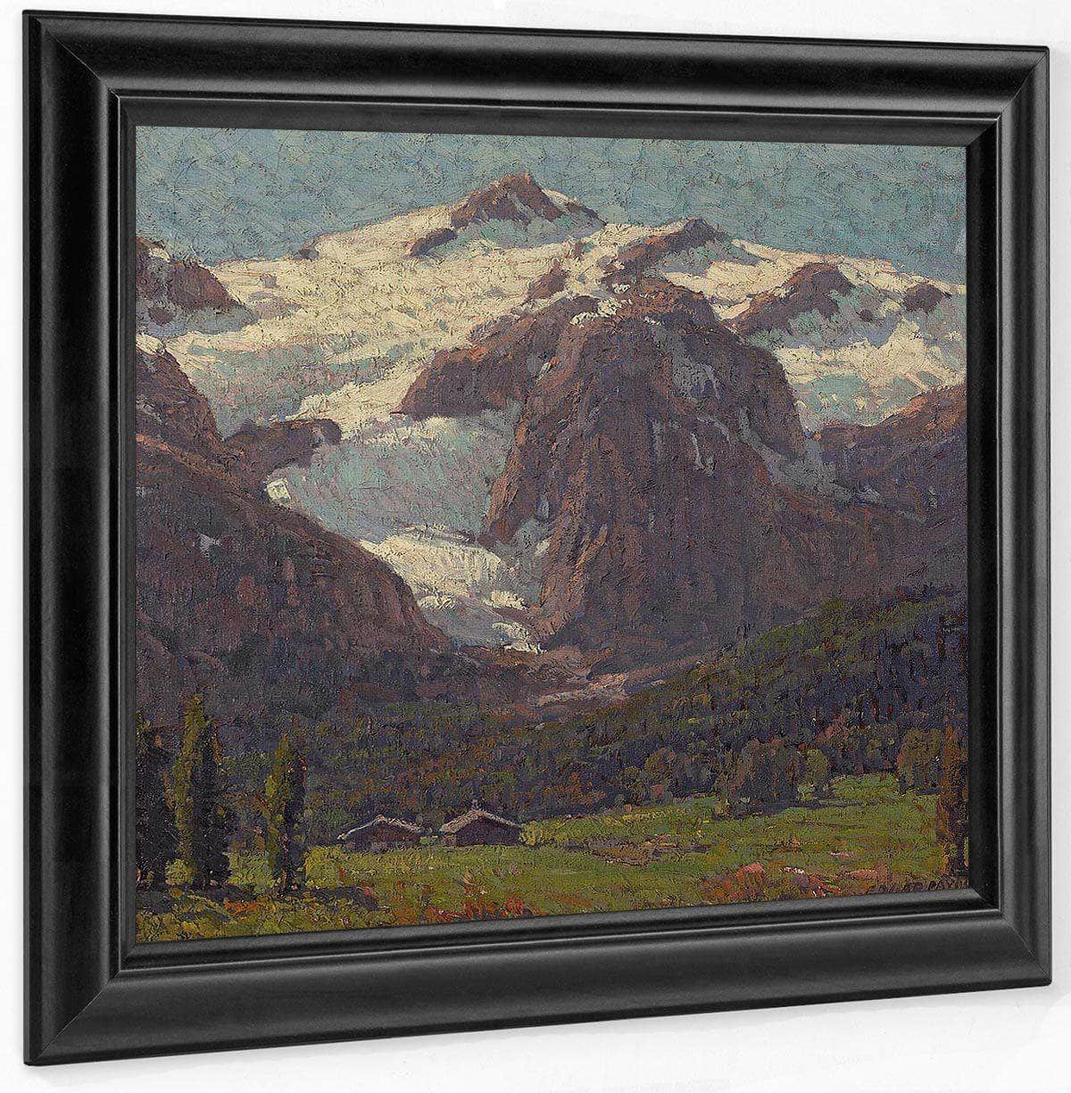 Cabins Beneath An Alpine Glacier By Edgar Payne Fine Art Print