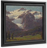 Cabins Beneath An Alpine Glacier By Edgar Payne Fine Art Print