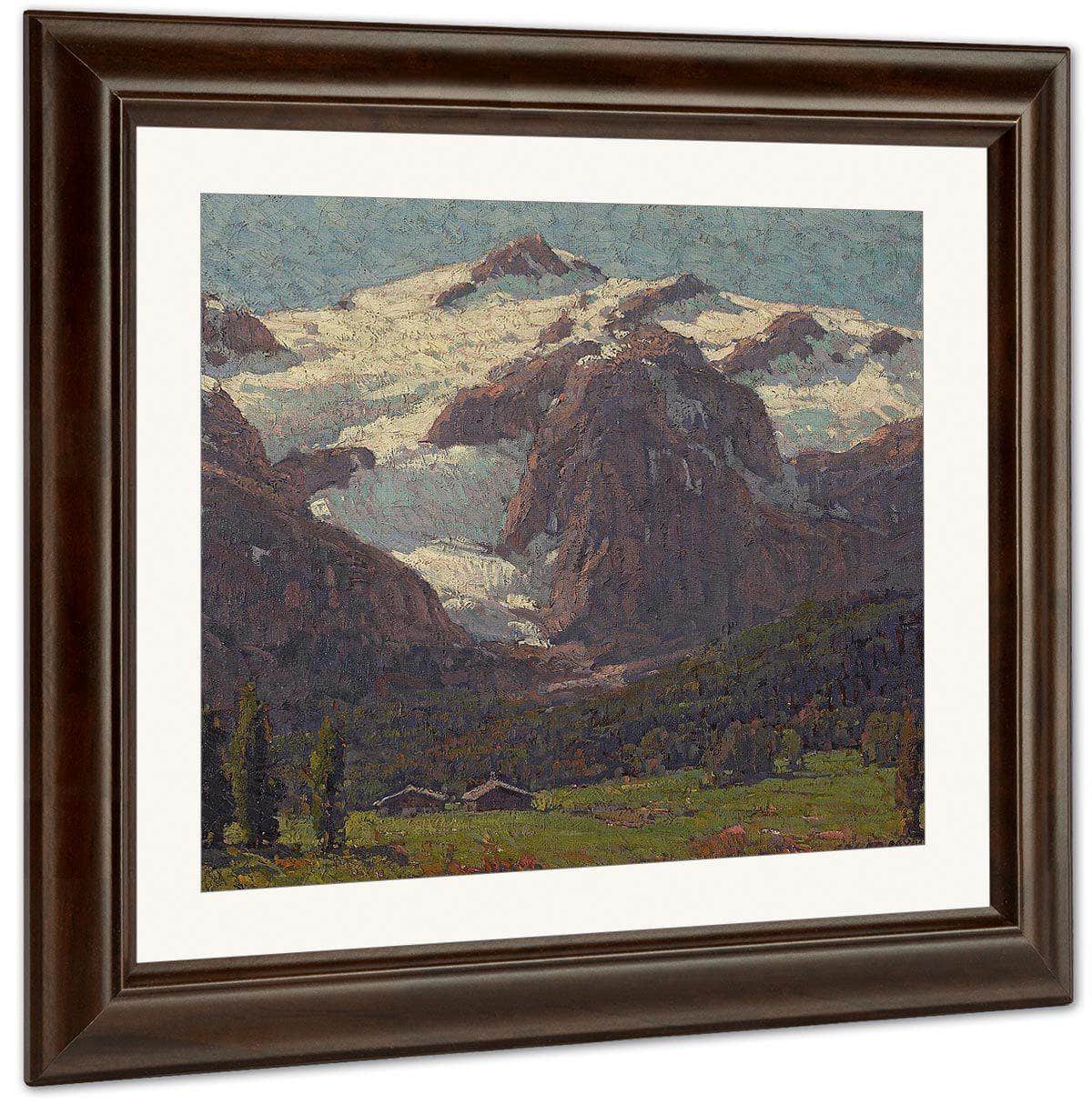 Cabins Beneath An Alpine Glacier By Edgar Payne Fine Art Print