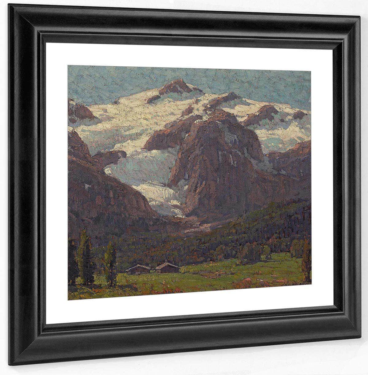 Cabins Beneath An Alpine Glacier By Edgar Payne Fine Art Print