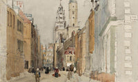 Calais Street Scene With Lighthouse By David Cox Fine Art Print