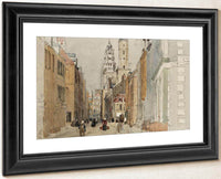 Calais Street Scene With Lighthouse By David Cox Fine Art Print
