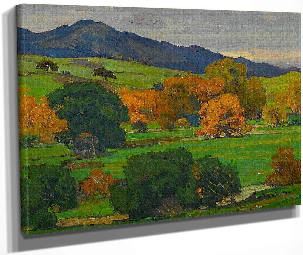 California Landscape Depicting Autumn Oaks On A Rolling Hillside With Mountains Beyond 1924 By William Wendt Fine Art Print