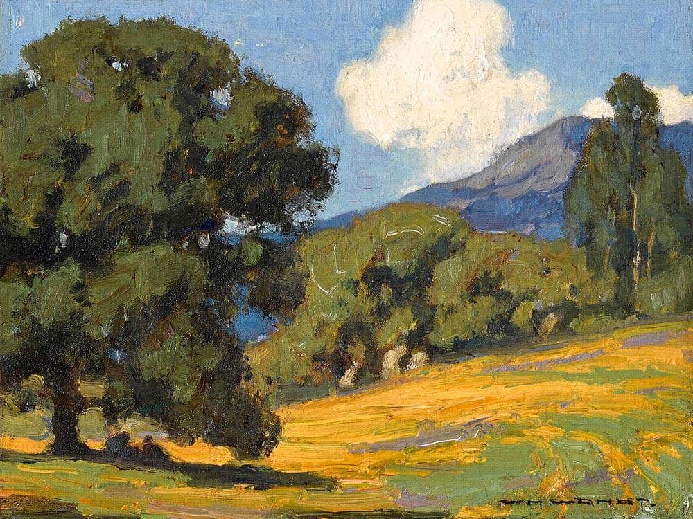 California Wildflowers And Oaks By William Wendt Fine Art Print
