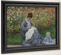 Camille Monet And A Child In The Artist's Garden In Argenteuil By Monet Claude Fine Art Print