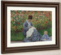 Camille Monet And A Child In The Artist's Garden In Argenteuil By Monet Claude Fine Art Print