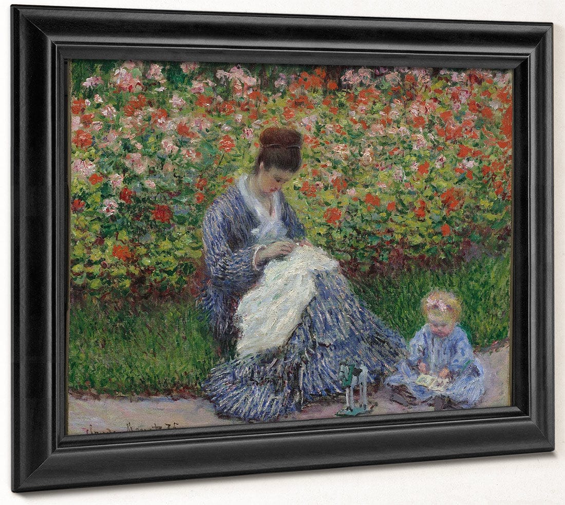 Camille Monet And A Child In The Garden In Argenteuil 1875 By Claude Monet Fine Art Print