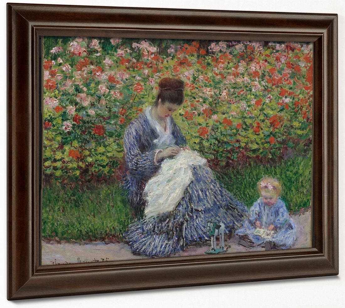 Camille Monet And A Child In The Garden In Argenteuil 1875 By Claude Monet Fine Art Print