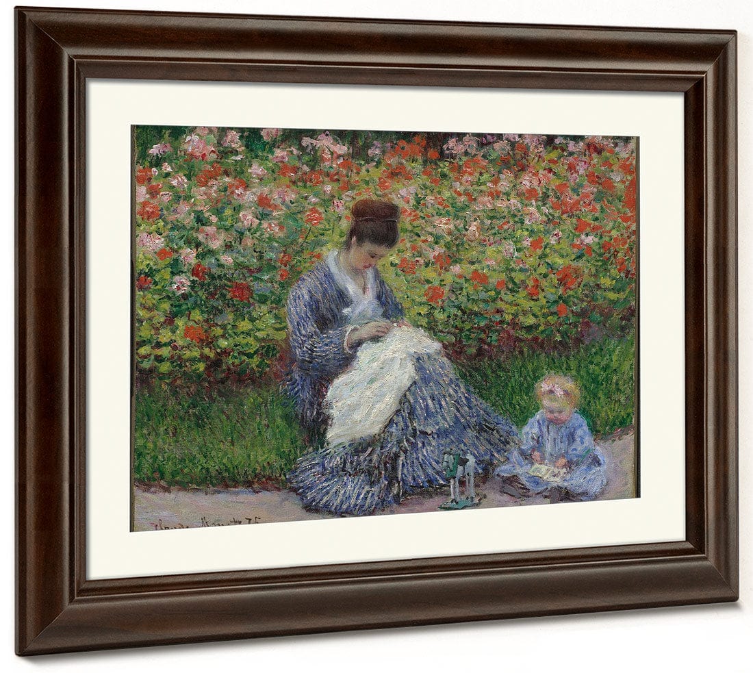 Camille Monet And A Child In The Garden In Argenteuil 1875 By Claude Monet Fine Art Print