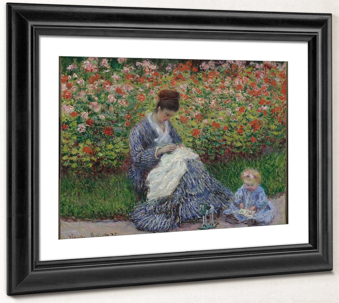 Camille Monet And A Child In The Garden In Argenteuil 1875 By Claude Monet Fine Art Print
