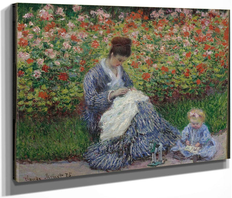 Camille Monet And A Child In The Garden In Argenteuil 1875 By Claude Monet Fine Art Print