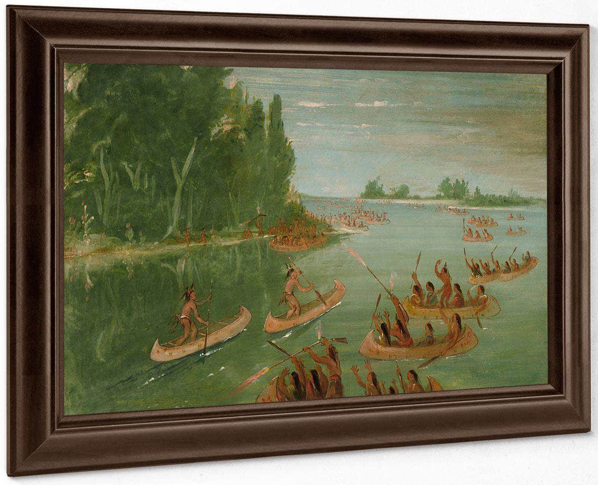 Canoe Race Near Sault Ste. Marie By George Catlin Fine Art Print
