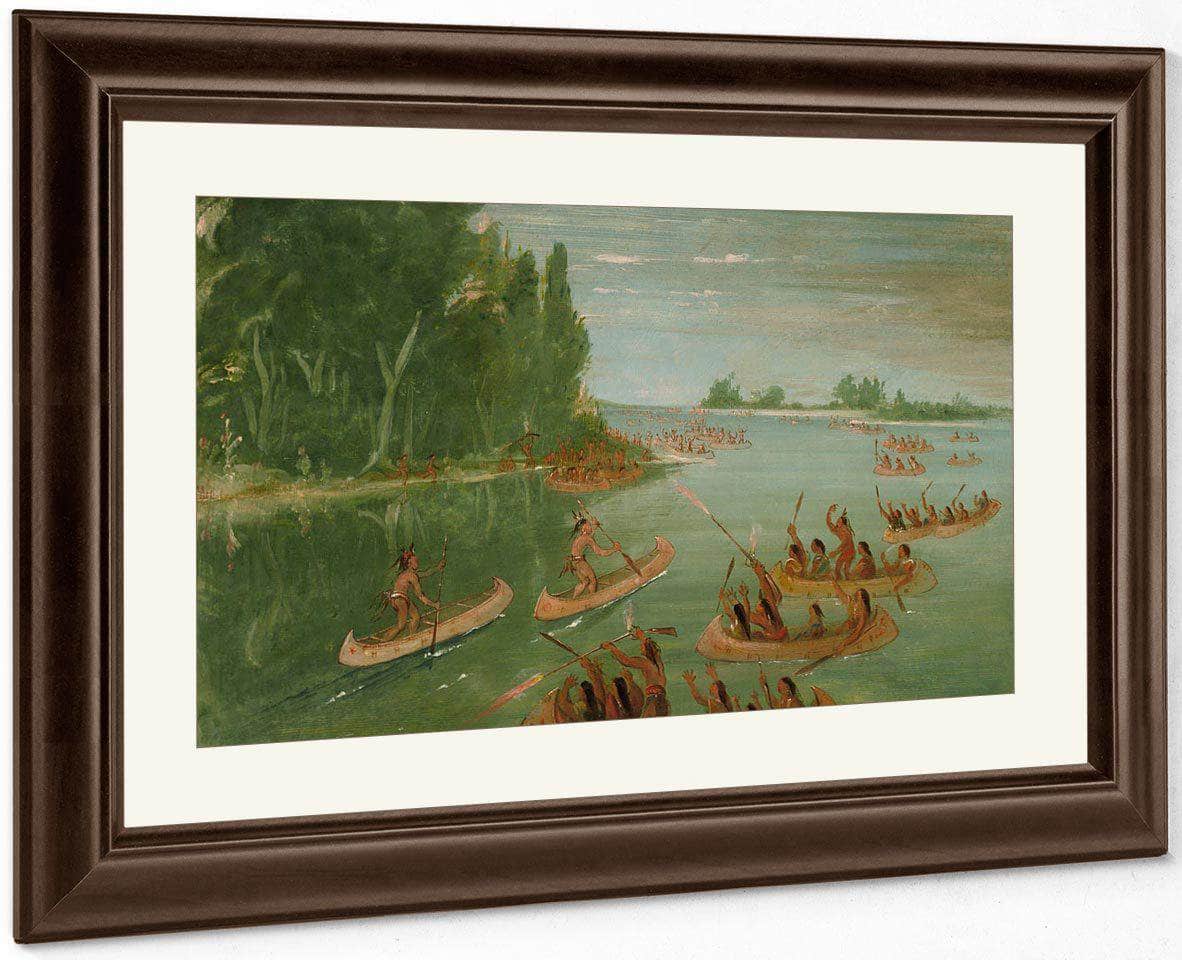 Canoe Race Near Sault Ste. Marie By George Catlin Fine Art Print