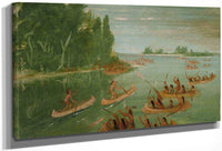 Canoe Race Near Sault Ste. Marie By George Catlin Fine Art Print