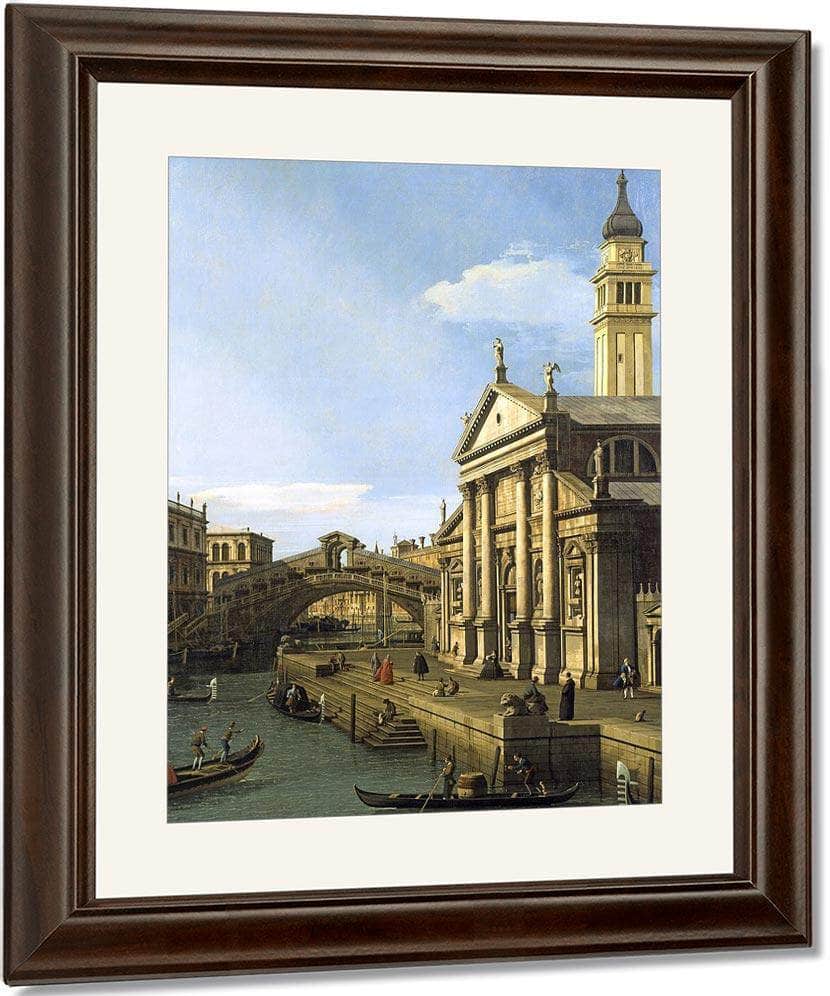 Capriccio The Rialto Bridge And The Church Of S. Giorgio Maggiore By Canaletto Fine Art Print