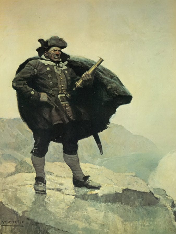 Captain Bill Bones By NC Wyeth Fine Art Print