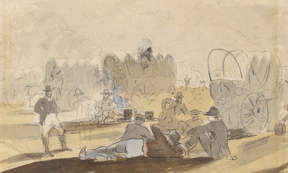 Caravan With Covered Wagons [Recto] By Winslow Homer Fine Art Print