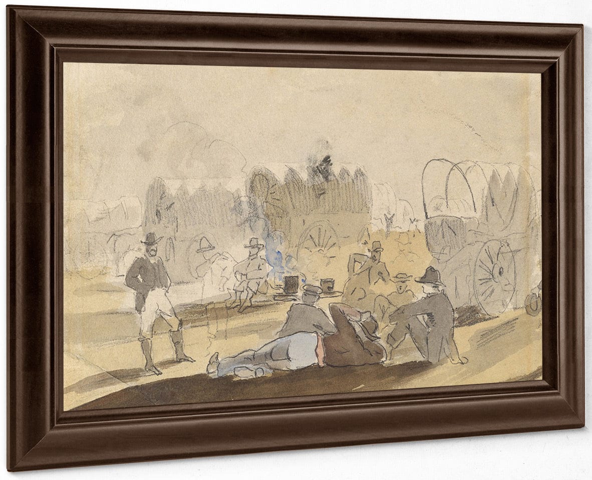 Caravan With Covered Wagons [Recto] By Winslow Homer Fine Art Print