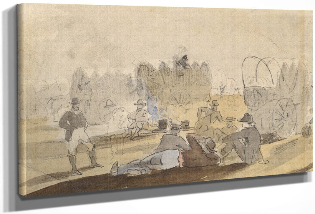 Caravan With Covered Wagons [Recto] By Winslow Homer Fine Art Print