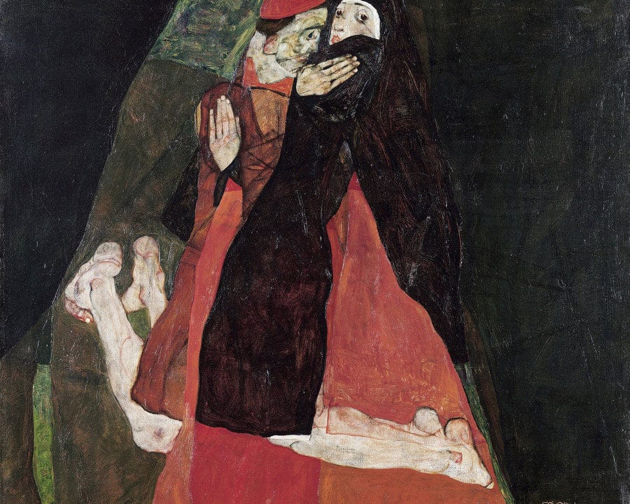 Cardinal And Nun (Tenderness) By Egon Schiele Fine Art Print