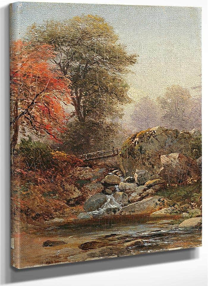 Cascade With Footbridge by Sanford Robinson Gifford Fine Art Print