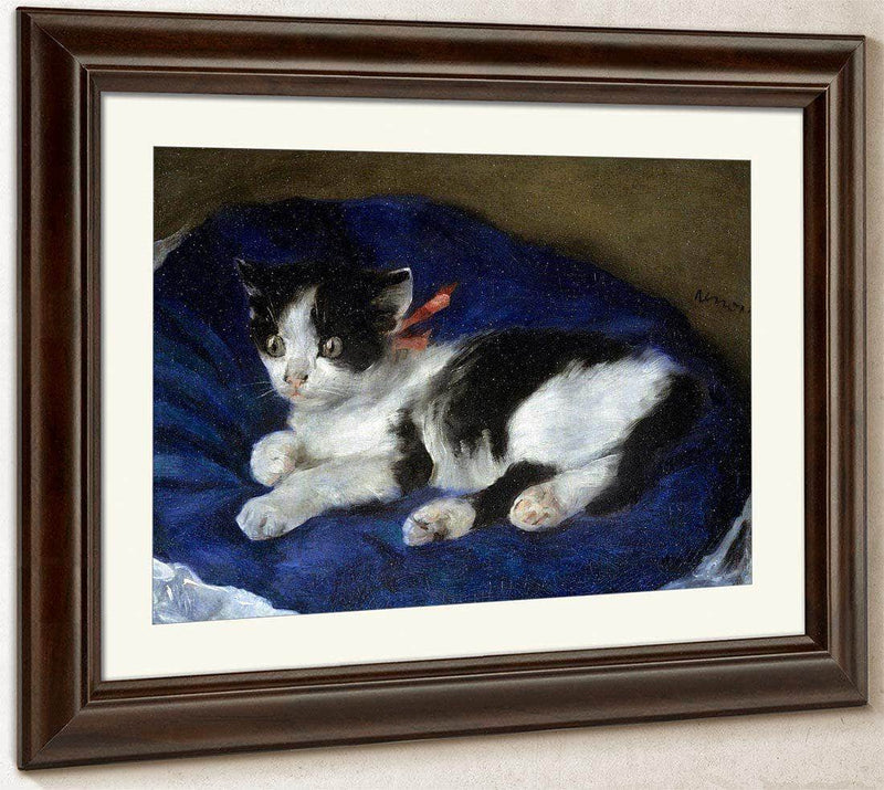 Cat On Blue Cushion By Pierre August Renoir Fine Art Print