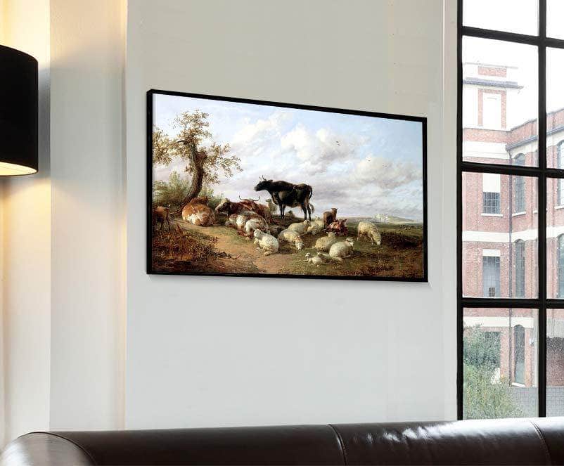Cattle Sheep Goats In A Canterbury Meadow Painting Thomas Cooper Canvas Art Fine Art Print