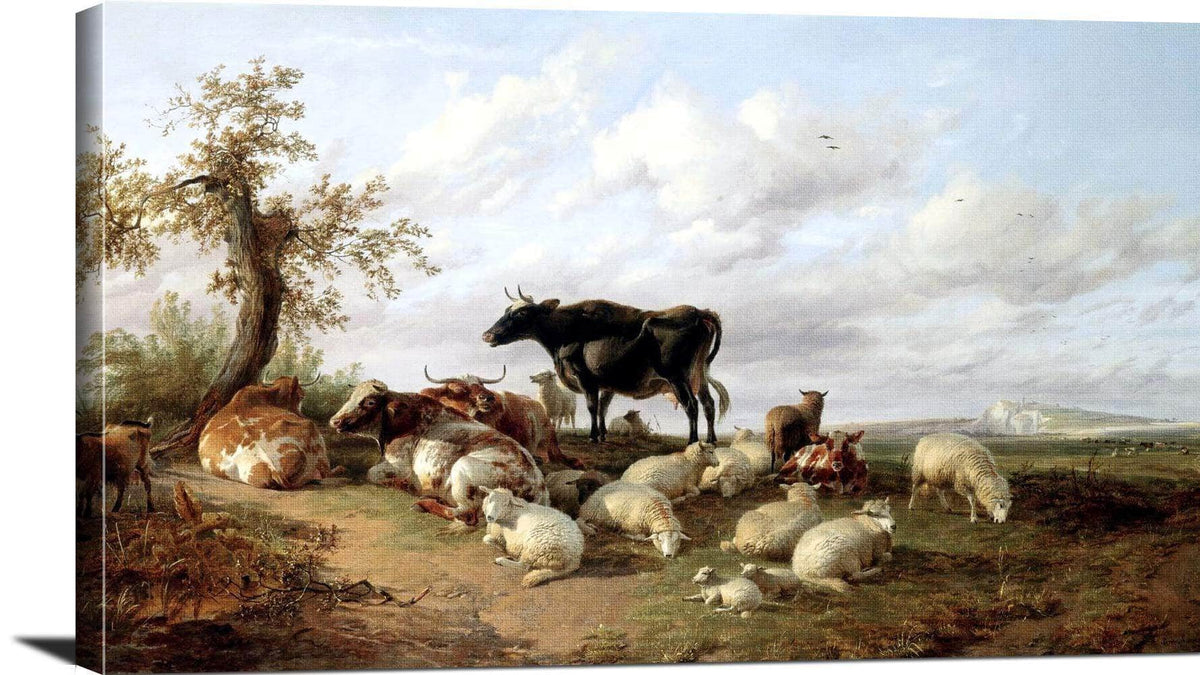 Cattle Sheep Goats In A Canterbury Meadow Painting Thomas Cooper Canvas Art Fine Art Print
