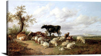 Cattle Sheep Goats In A Canterbury Meadow Painting Thomas Cooper Canvas Art Fine Art Print