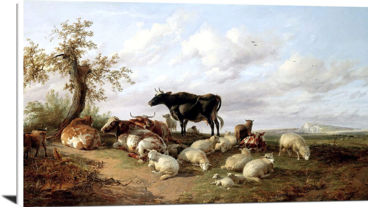 Cattle Sheep Goats In A Canterbury Meadow Painting Thomas Cooper Canvas Art Fine Art Print
