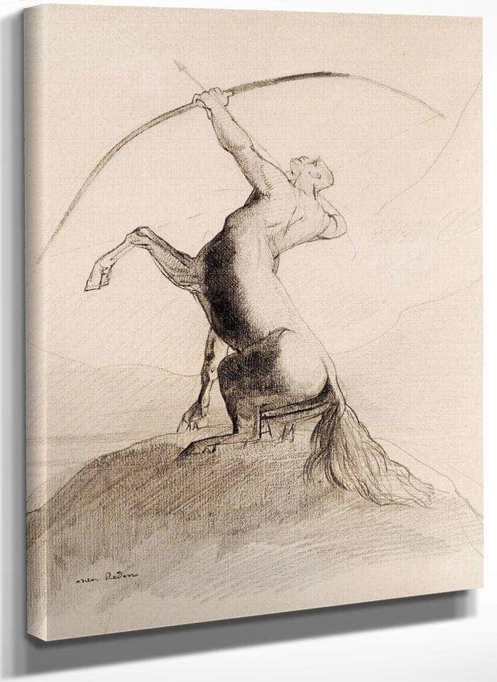 Centaur Aiming At The Clouds By Odilon Redon Fine Art Print