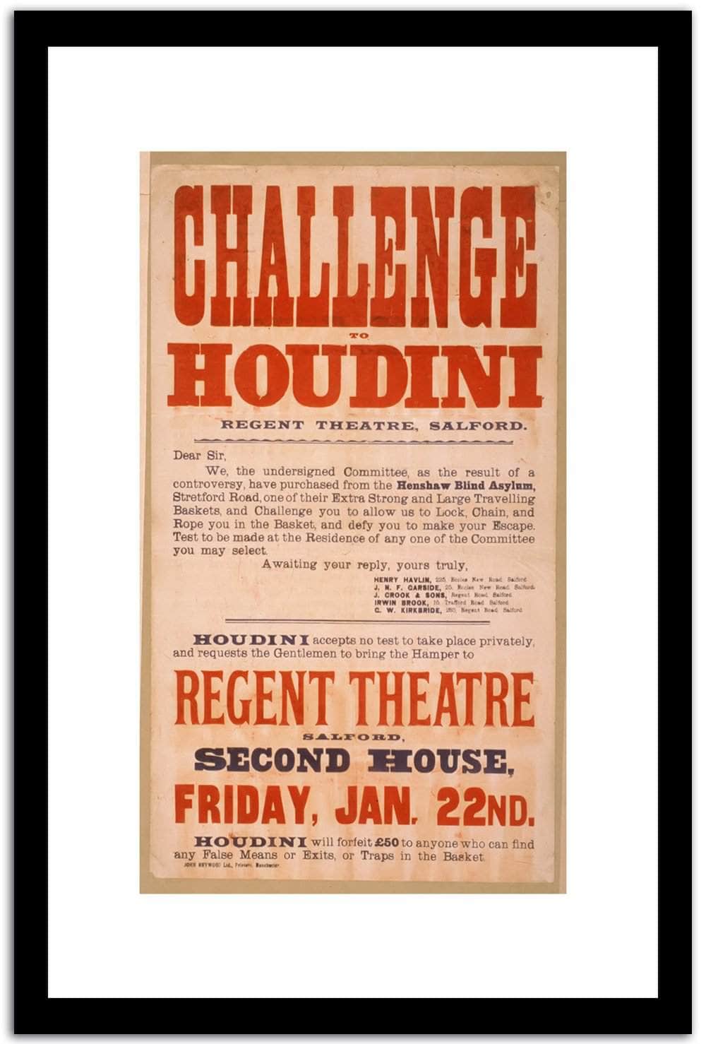 Challenge Houdini  Vintage Circus Poster Fine Art Print