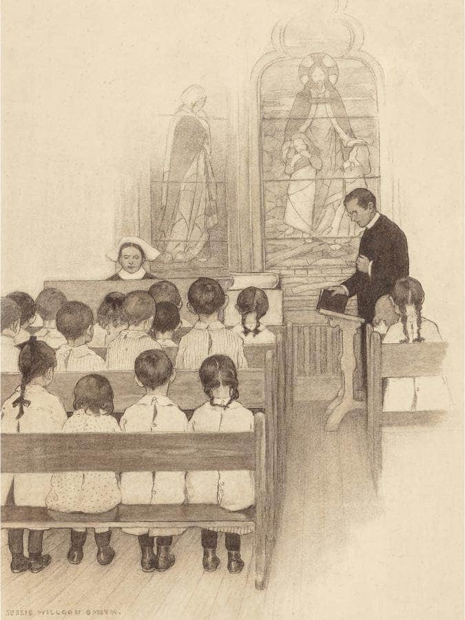 Chapel Grace Church Nursery The Century Magazine Interior Illustration November 1902 By Jessie Willcox Smith Fine Art Print