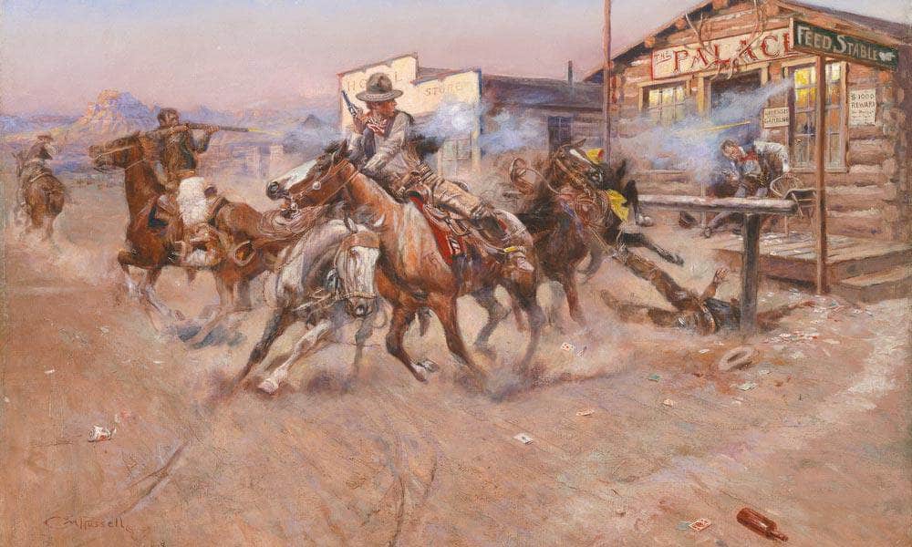 Charles Marion Russell – Smoke Of A .45 By Charles Marion Russell Fine Art Print