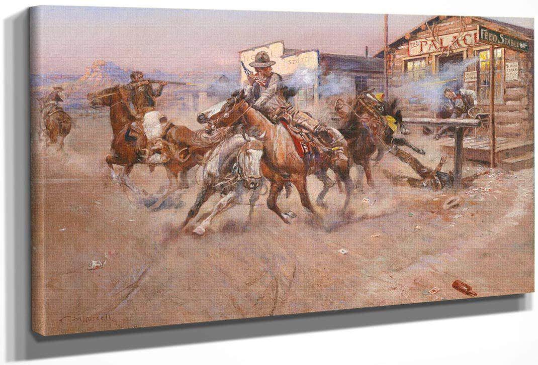 Charles Marion Russell – Smoke Of A .45 By Charles Marion Russell Fine Art Print