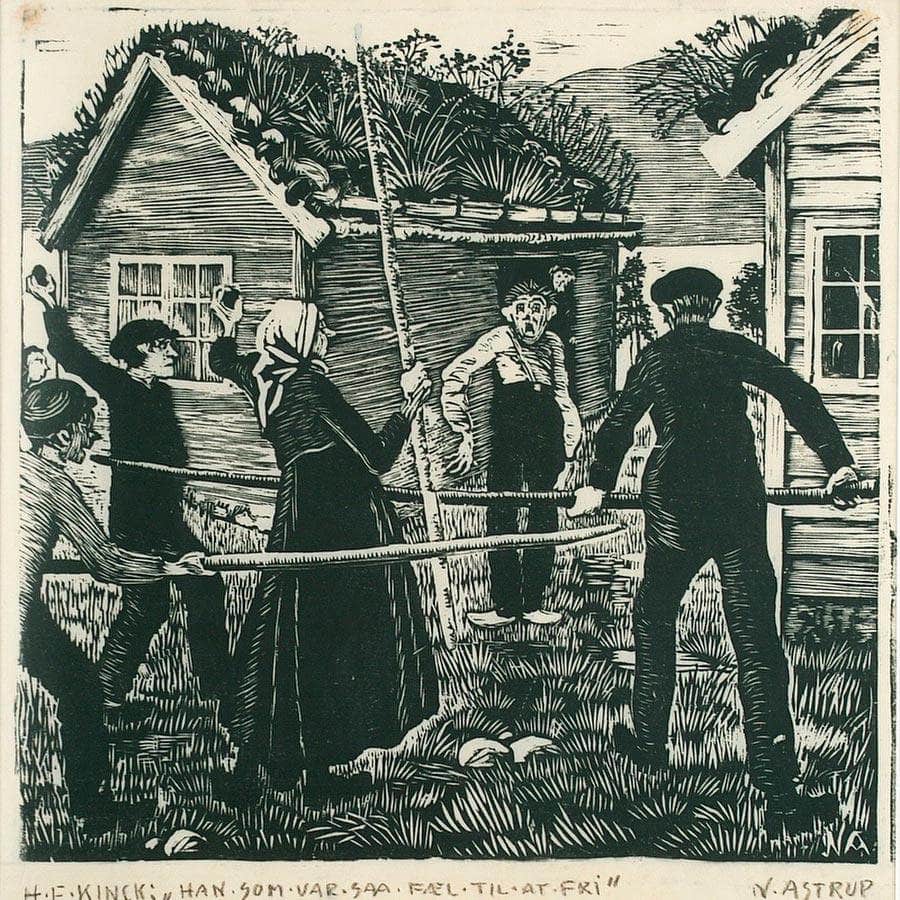 Chasing The Village Idiot By Nicolai Astrup Fine Art Print