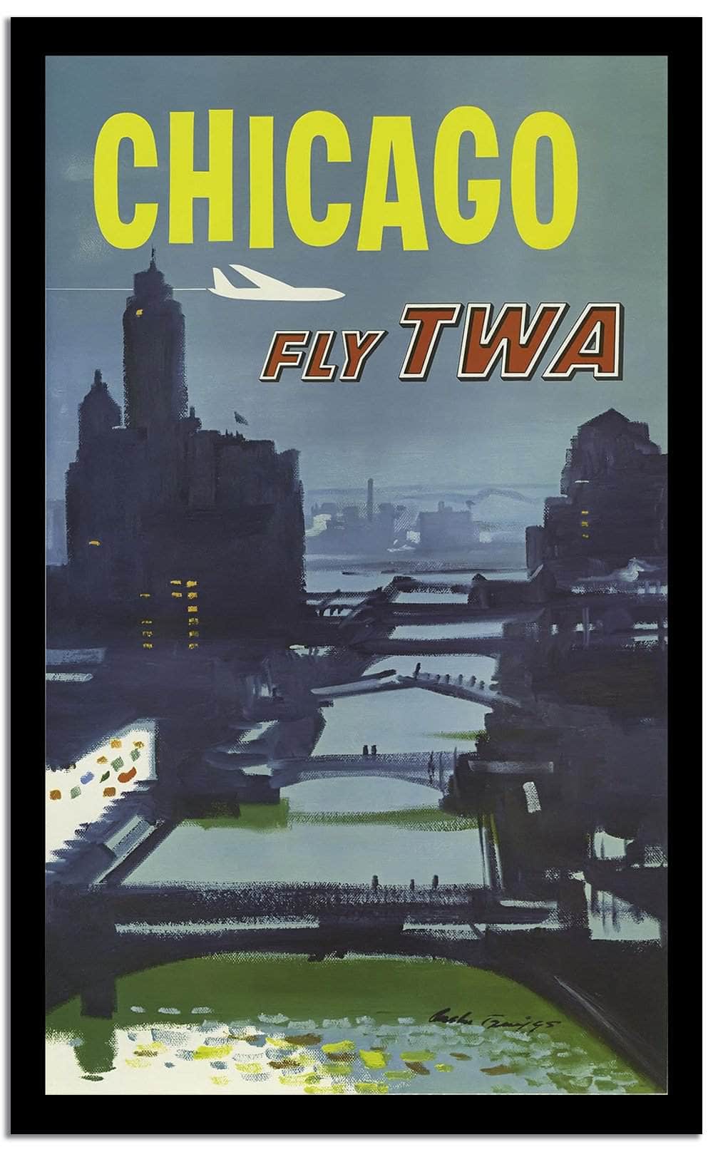 Chicago Fly Twa  Vintage Poster Fine Art Print