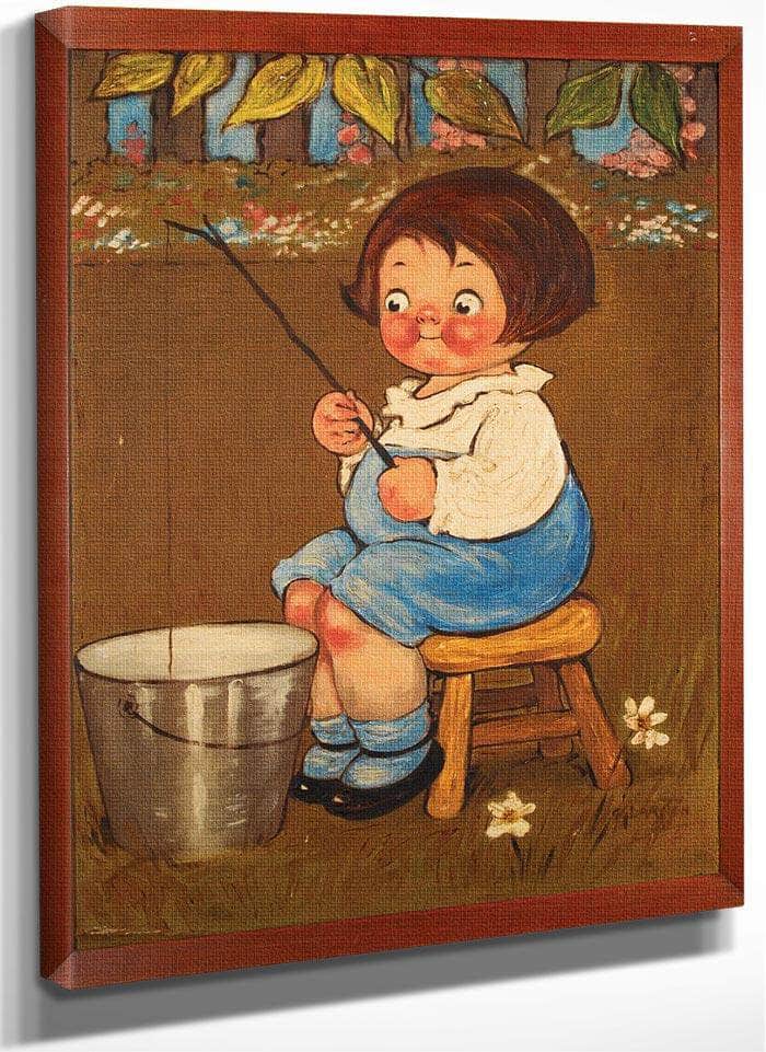 Child Fishing In A Pail By Grace G Drayton Fine Art Print