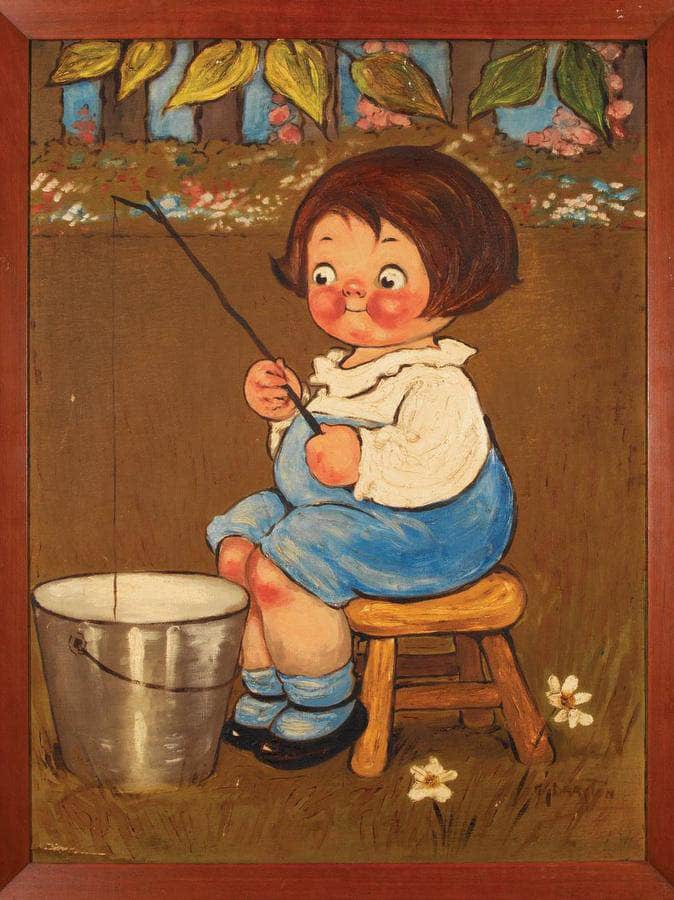 Child Fishing In A Pail By Grace G Drayton Fine Art Print
