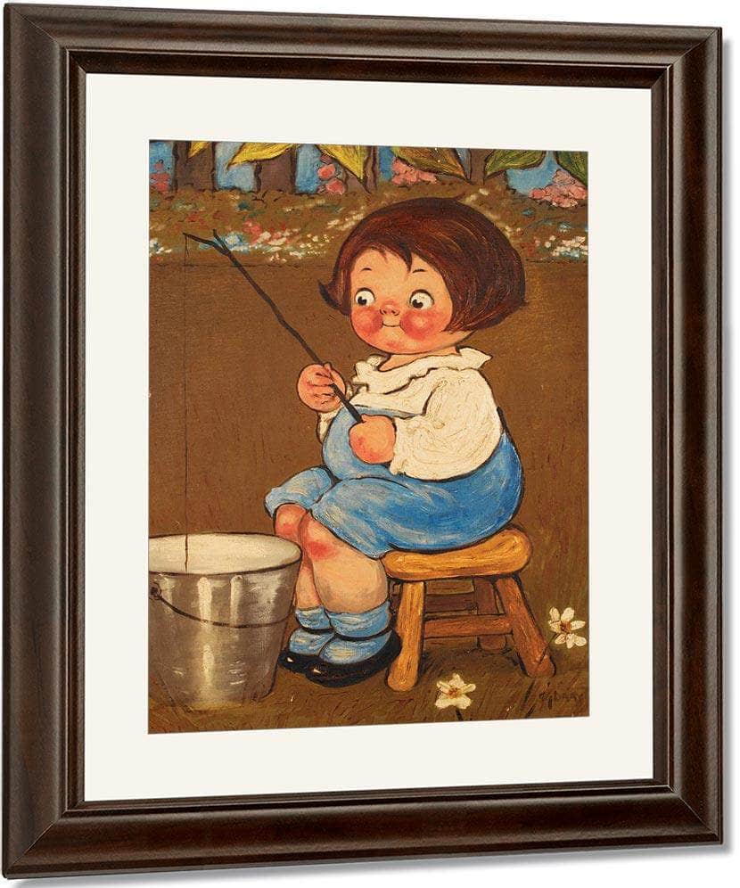 Child Fishing In A Pail By Grace G Drayton Fine Art Print