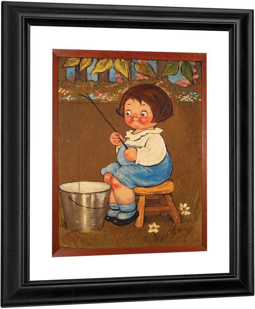 Child Fishing In A Pail By Grace G Drayton Fine Art Print