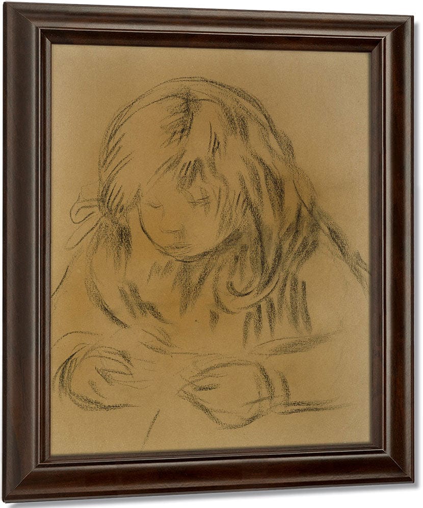 Child Sewing By Pierre Auguste Renoir Fine Art Print