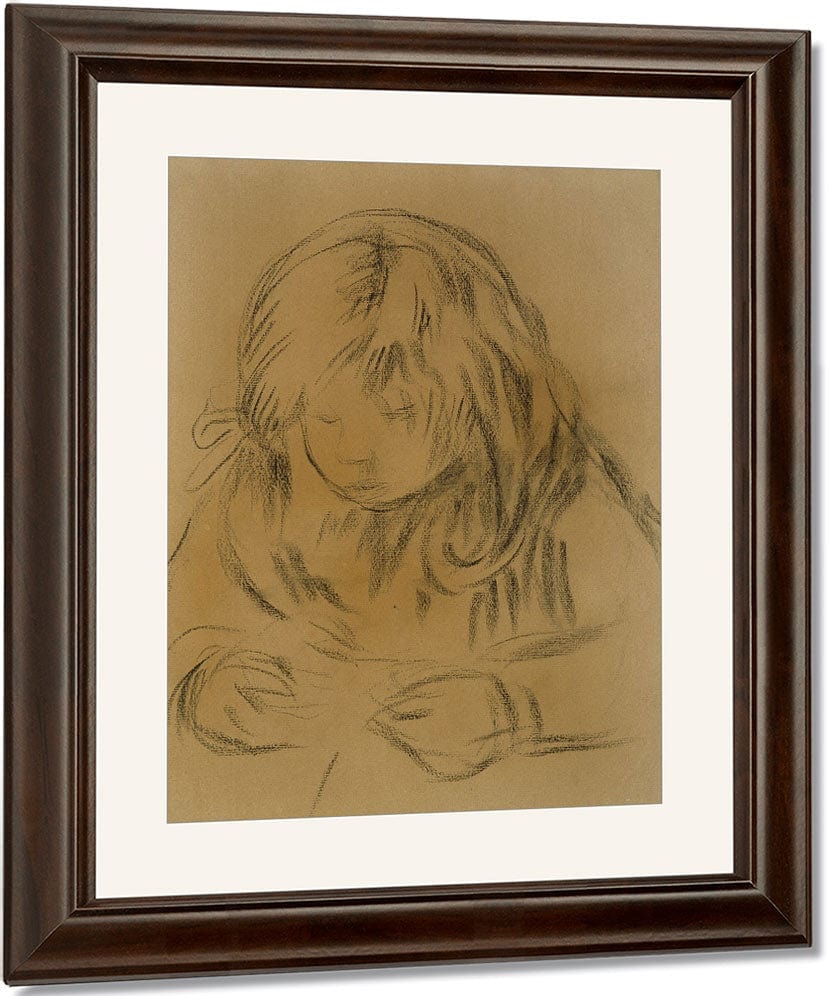 Child Sewing By Pierre Auguste Renoir Fine Art Print