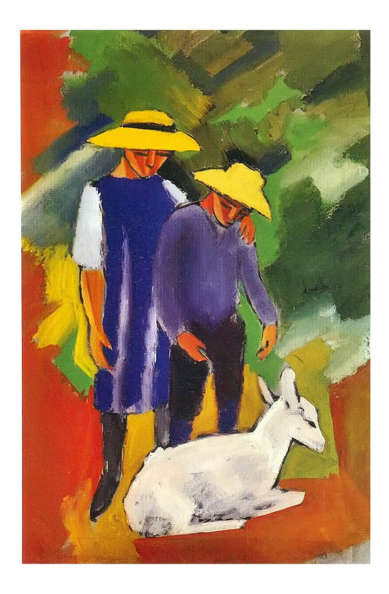 Children And Goat by August Macke Print Fine Art Print